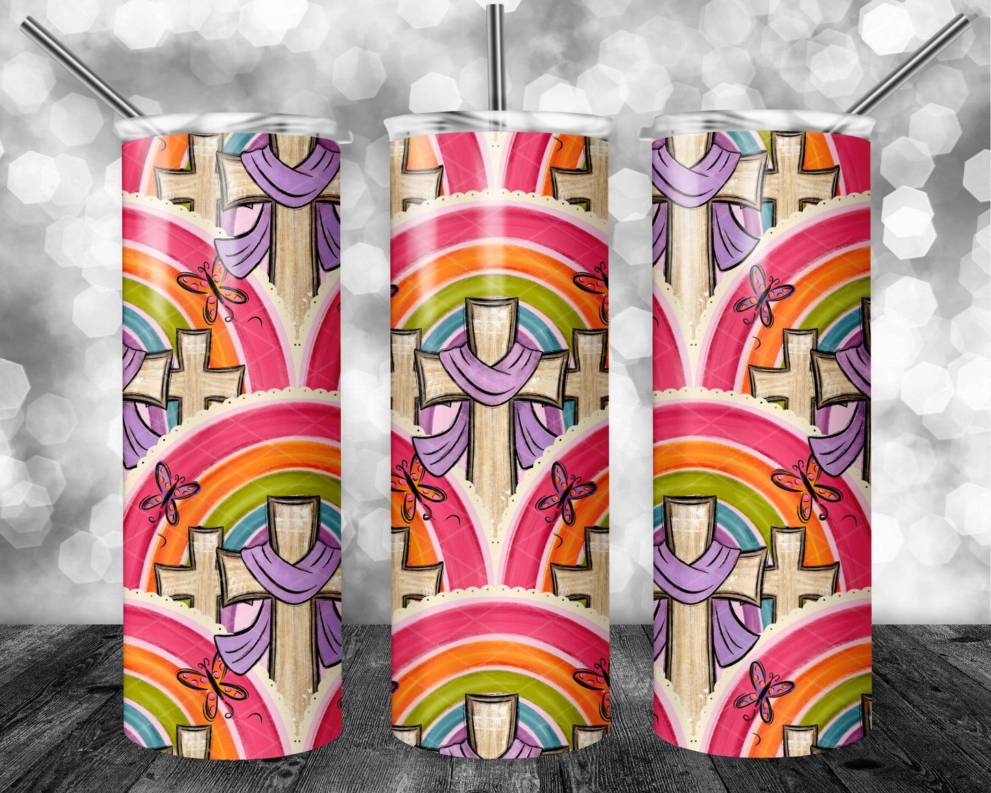 3 Wooden Crosses Seamless Bundle