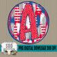 Patriotic Brush Strokes Circle DIY/Personalize; A