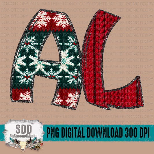 Sweater State Initials- Alabama