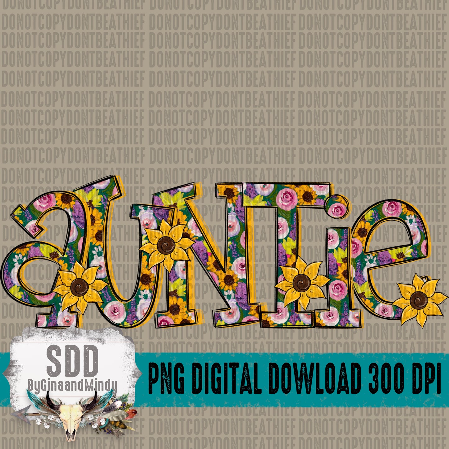 Floral Sunflowers; Auntie