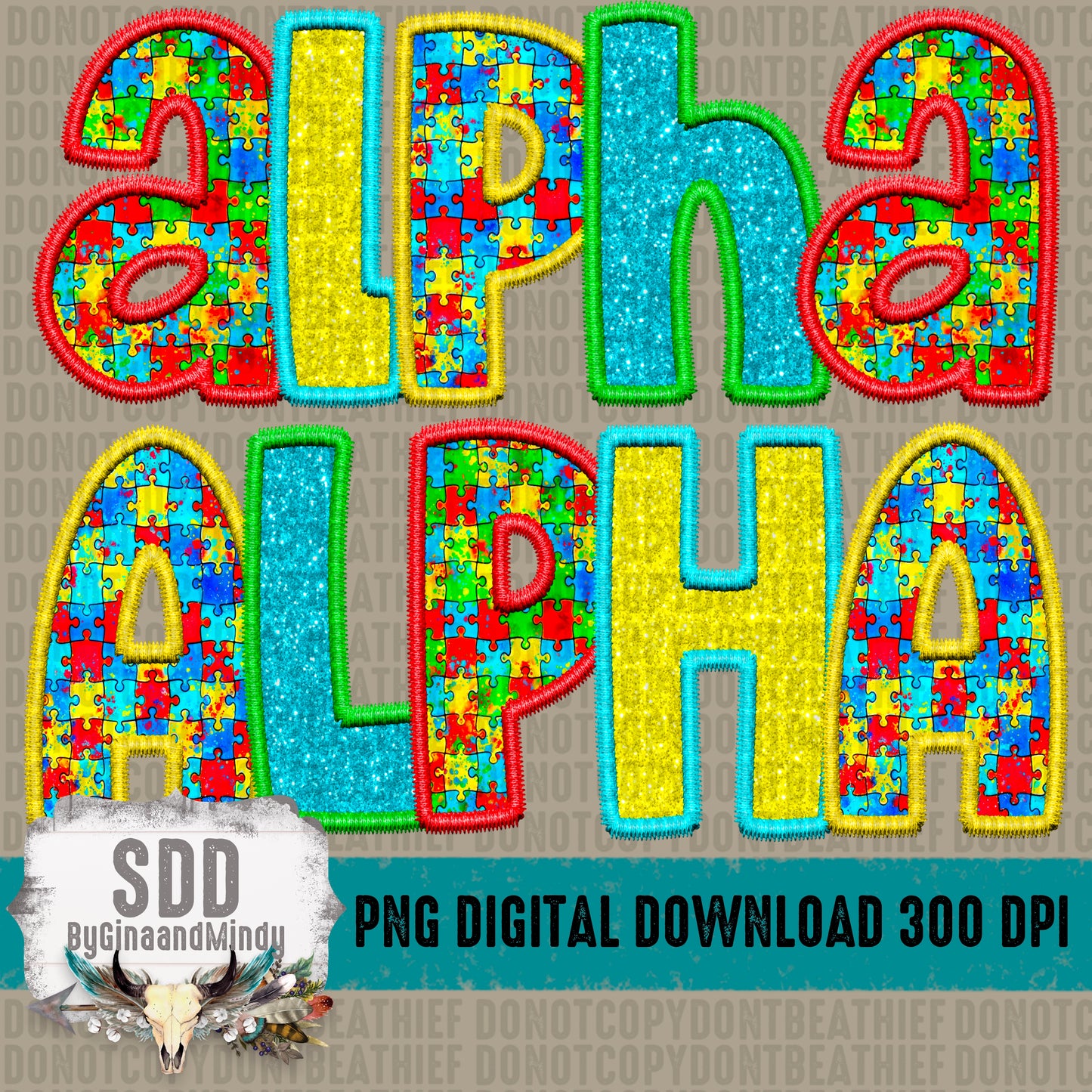 Autism Stitched Alpha Set Bundle (4 SETS)