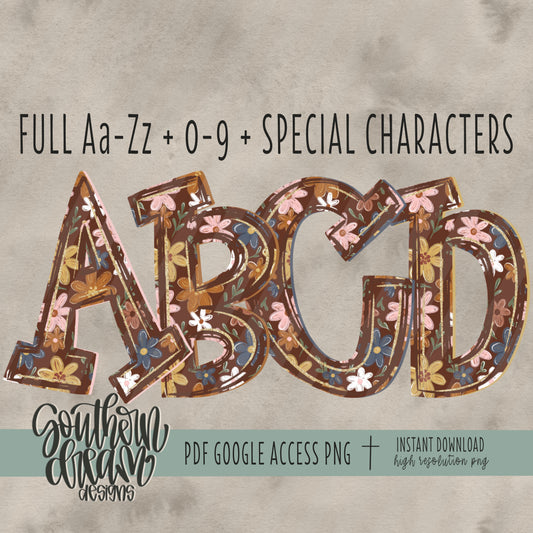 Autumn Bloom Alpha (5 (4 Different Shadows & 1 Without) Sets Aa-Zz, 0-9, Special Characters)