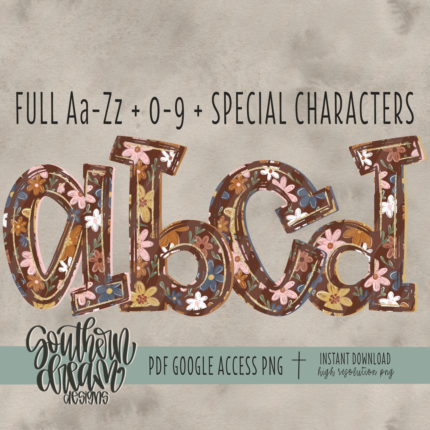 Autumn Bloom Alpha (5 (4 Different Shadows & 1 Without) Sets Aa-Zz, 0-9, Special Characters)