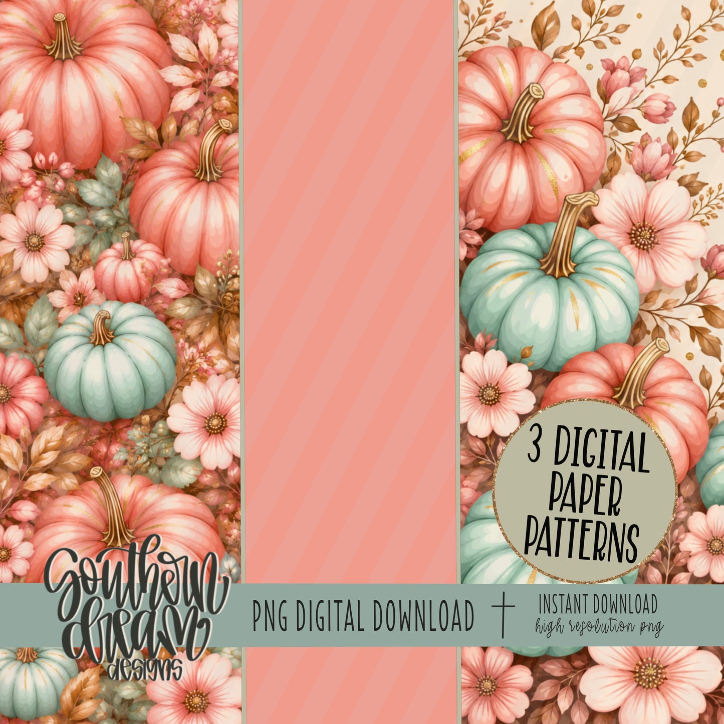 Autumn Pumpkin Patch Digital Paper BUNDLE (Not Seamless)