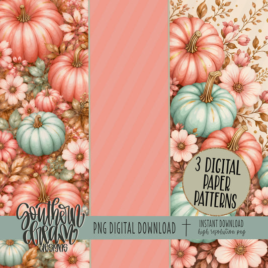 Autumn Pumpkin Patch Digital Paper BUNDLE (Not Seamless)