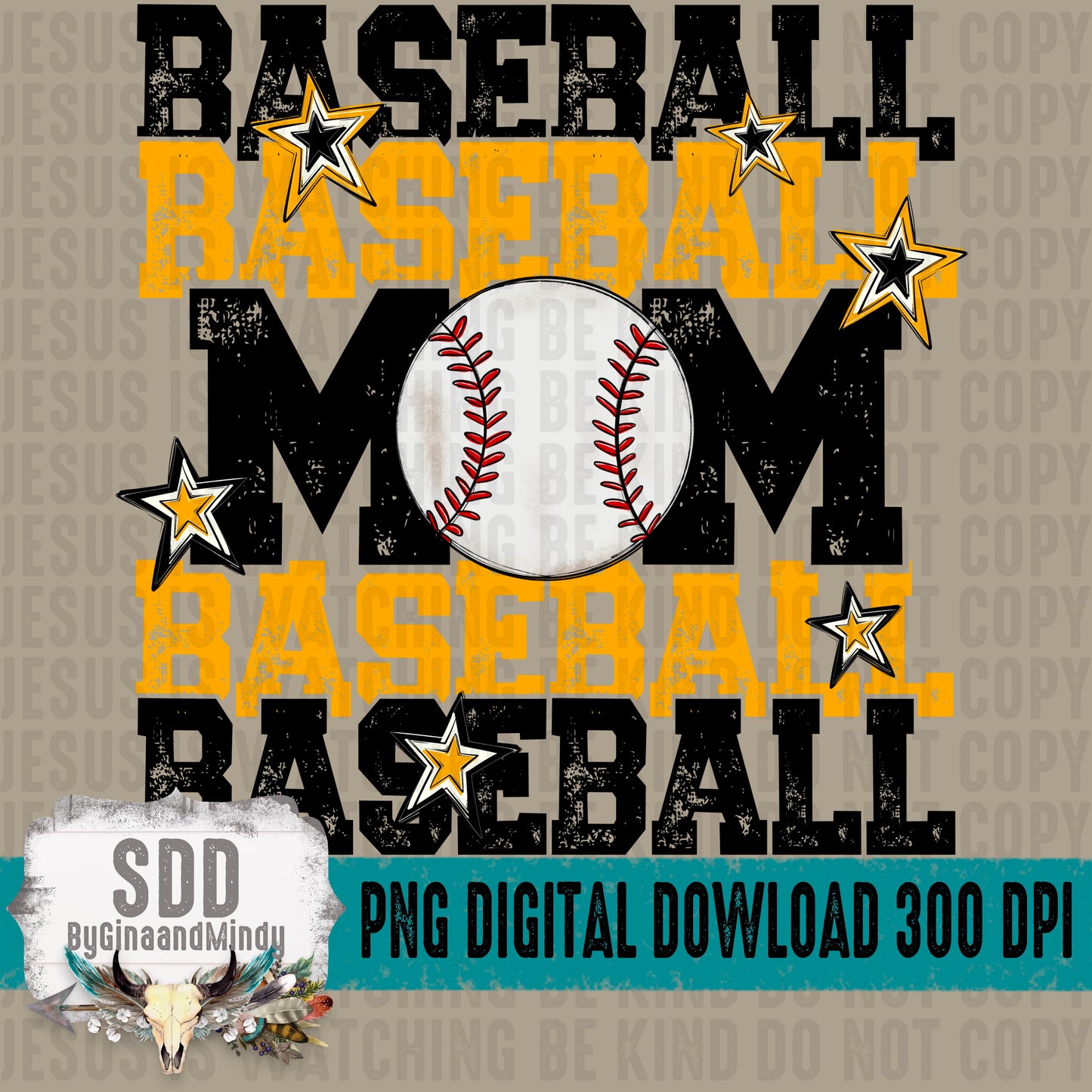 Baseball Mom; Black & Yellow Gold