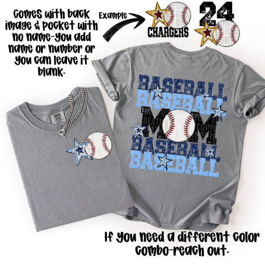 Baseball Mom; Carolina Blue & Navy Blue
