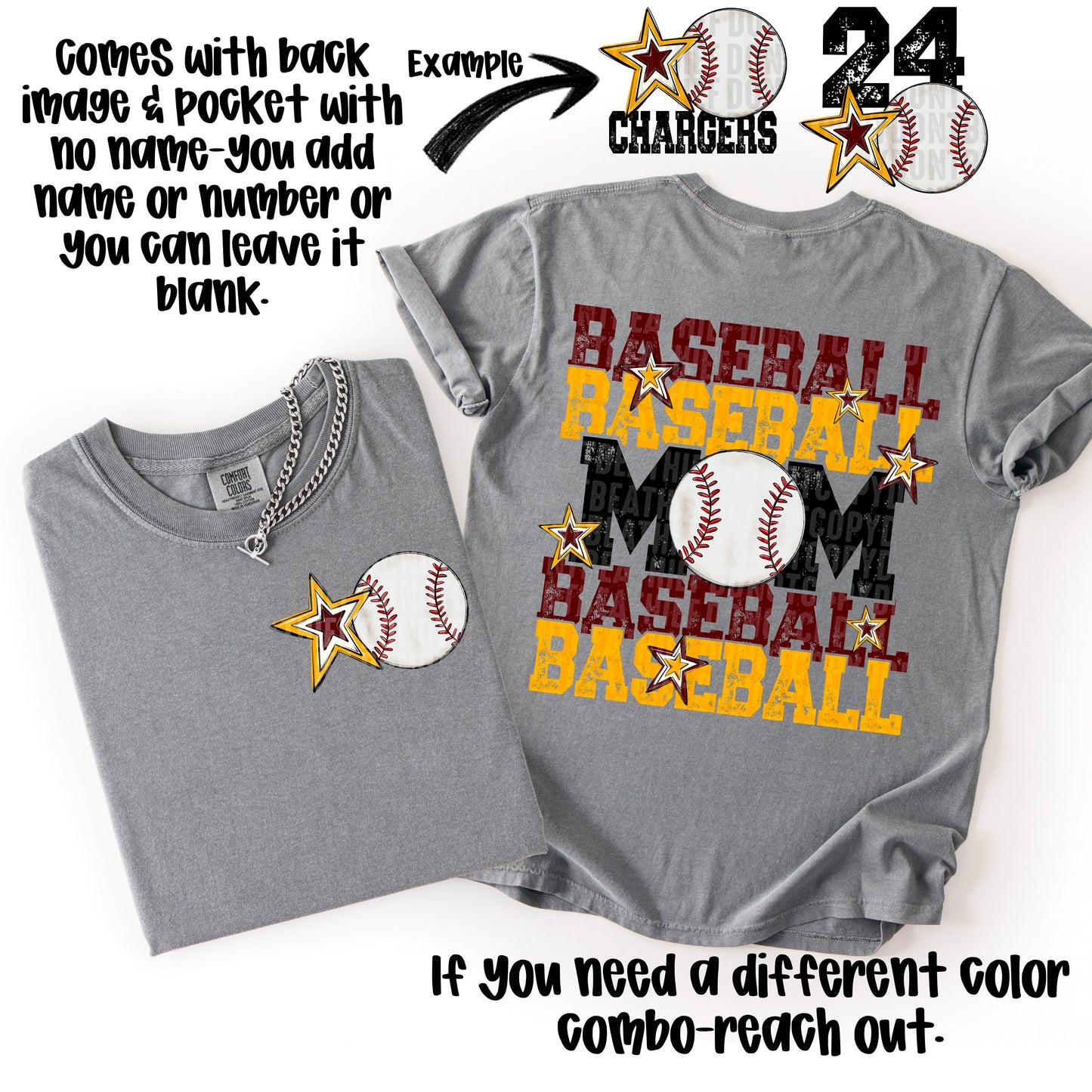 Baseball Mom; Maroon & Yellow Gold