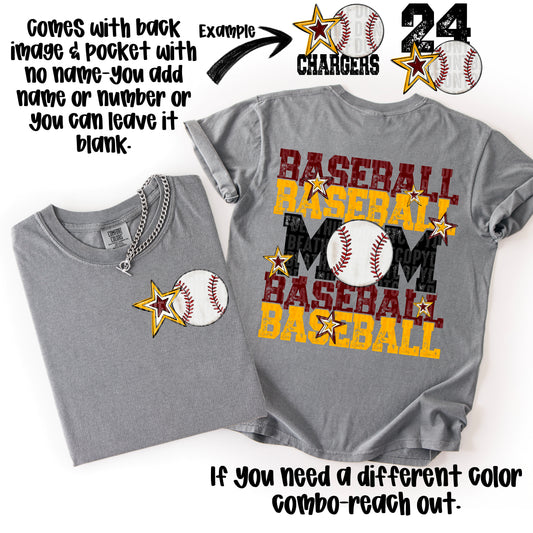 Baseball Mom; Maroon & Yellow Gold