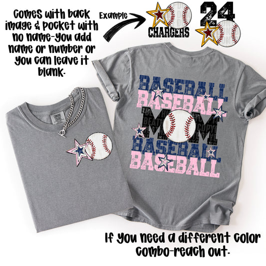 Baseball Mom; Navy Blue & Pink