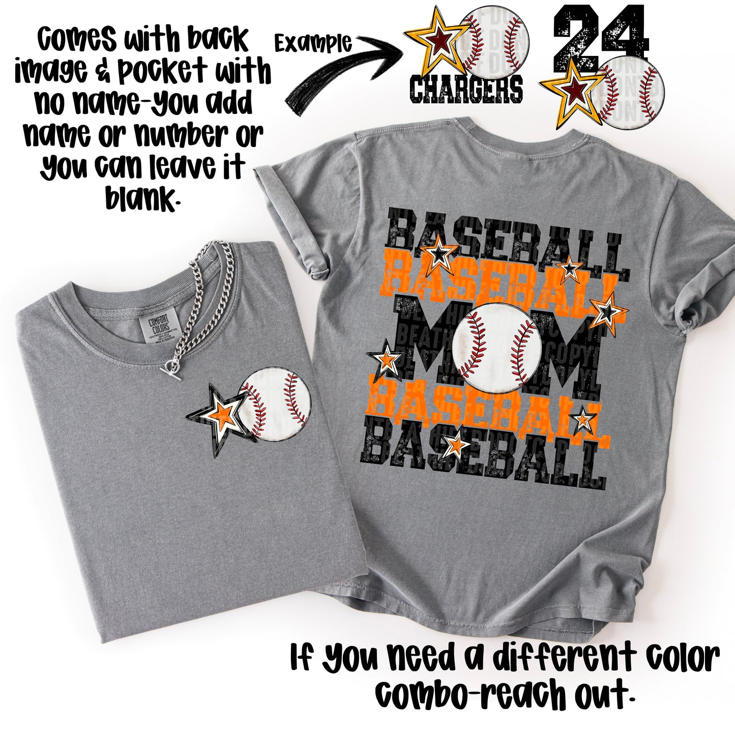 Baseball Mom; Orange & Black