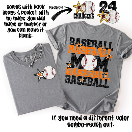 Baseball Mom; Orange & Black