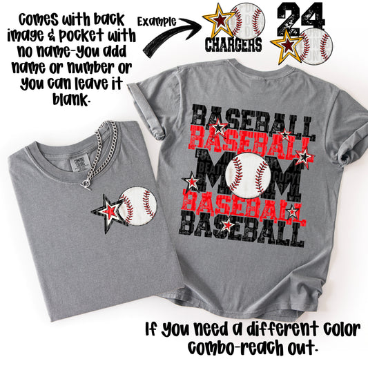 Baseball Mom; Red & Black