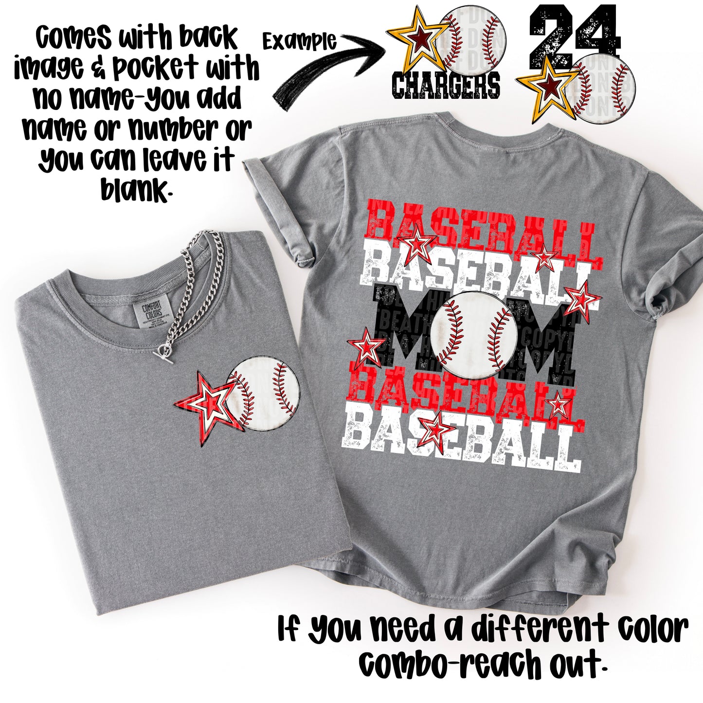 Baseball Mom; Red & White