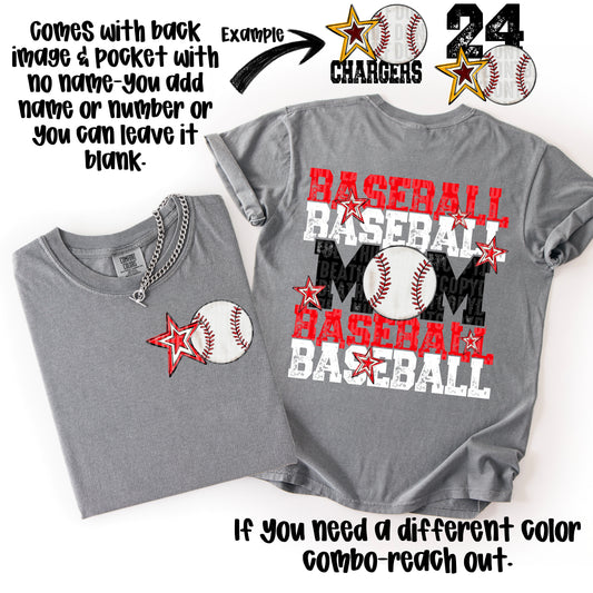 Baseball Mom; Red & White