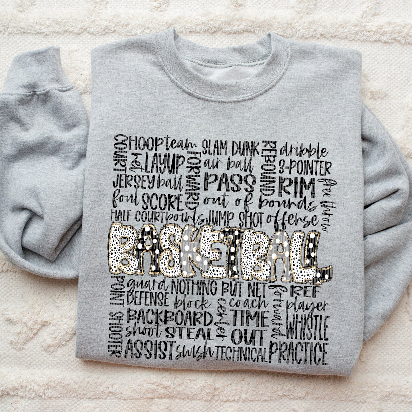 Basketball Doodle Word Art (Blk|Grey)