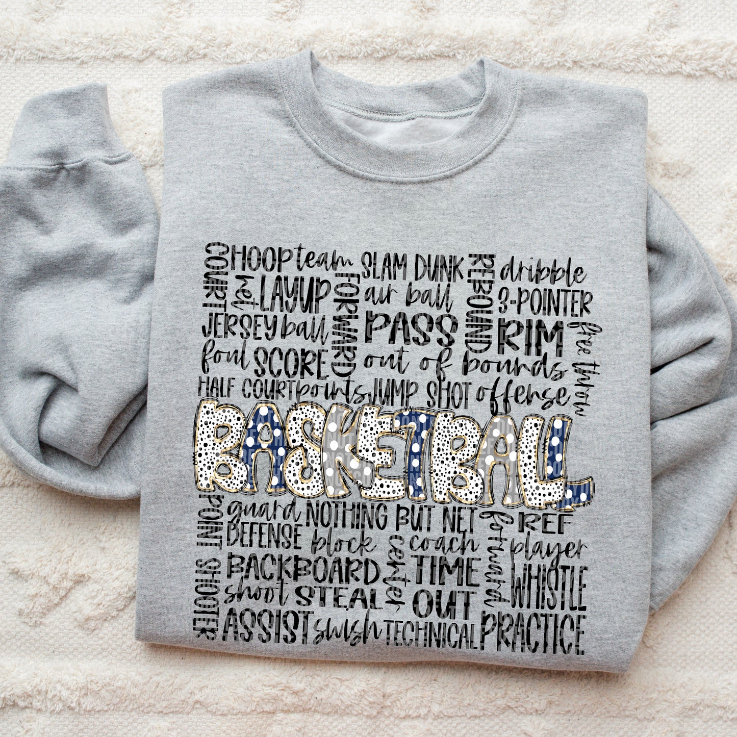 Basketball Doodle Word Art (Navy|Grey)