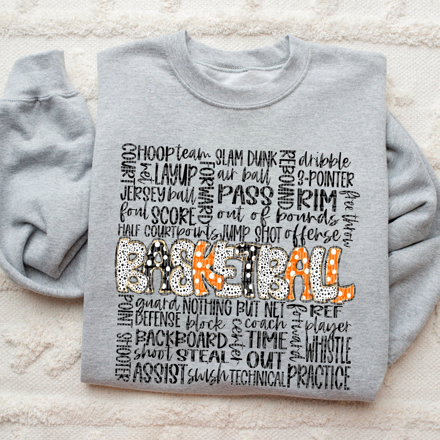 Basketball Doodle Word Art (Blk|Orange)