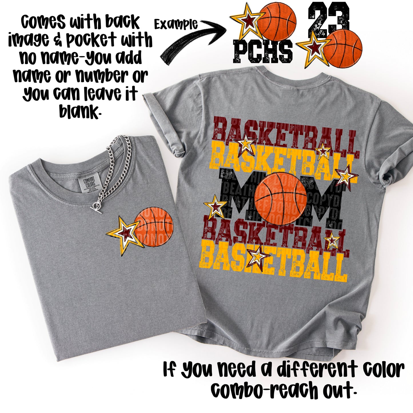 Basketball Mom; Maroon & Yellow Gold