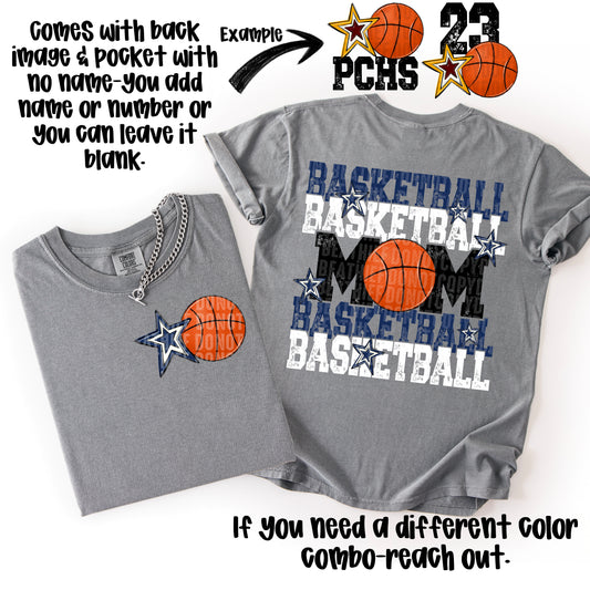 Basketball Mom; Navy Blue & White