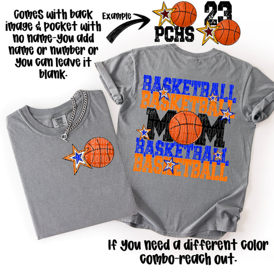 Basketball Mom; Orange & Royal Blue