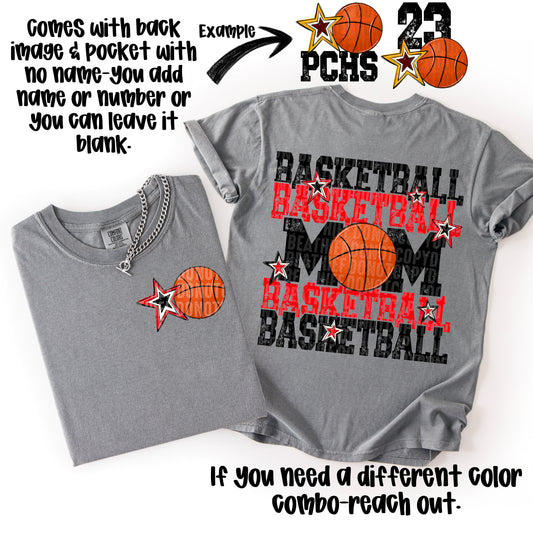 Basketball Mom; Red & Black