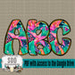 Beachy Summer Floral Doodle Alpha Set (1 Set Uppercase & Lowercase, 0-9, + Special Characters)