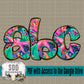 Beachy Summer Floral Doodle Alpha Set (1 Set Uppercase & Lowercase, 0-9, + Special Characters)