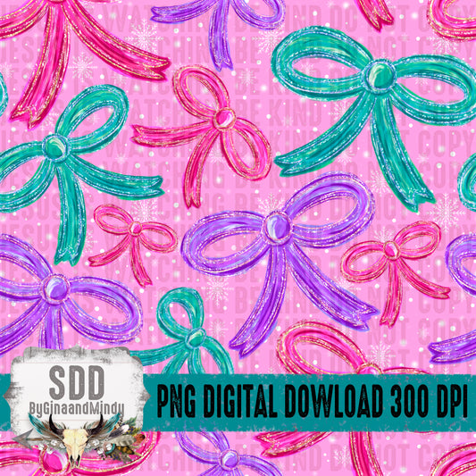 Snowflakes and Bows Seamless Bundle