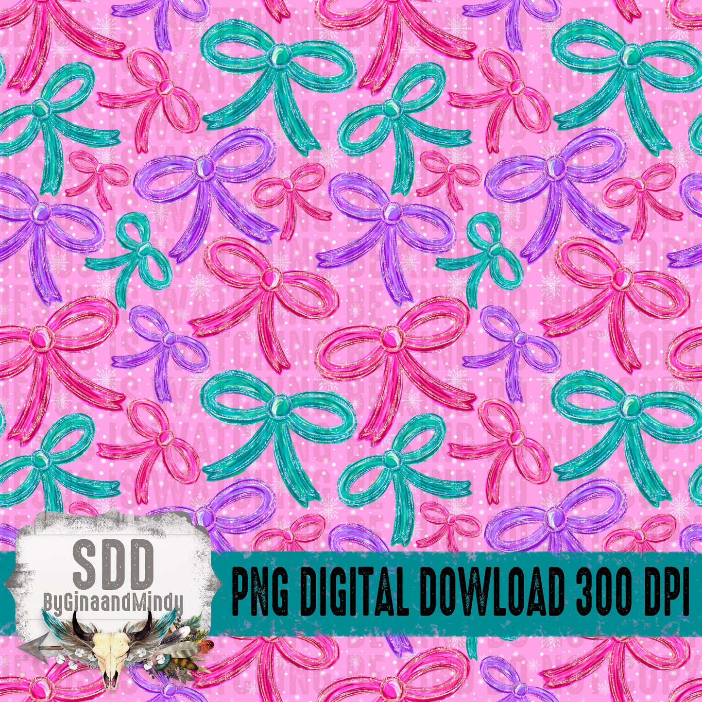 Snowflakes and Bows Seamless Bundle