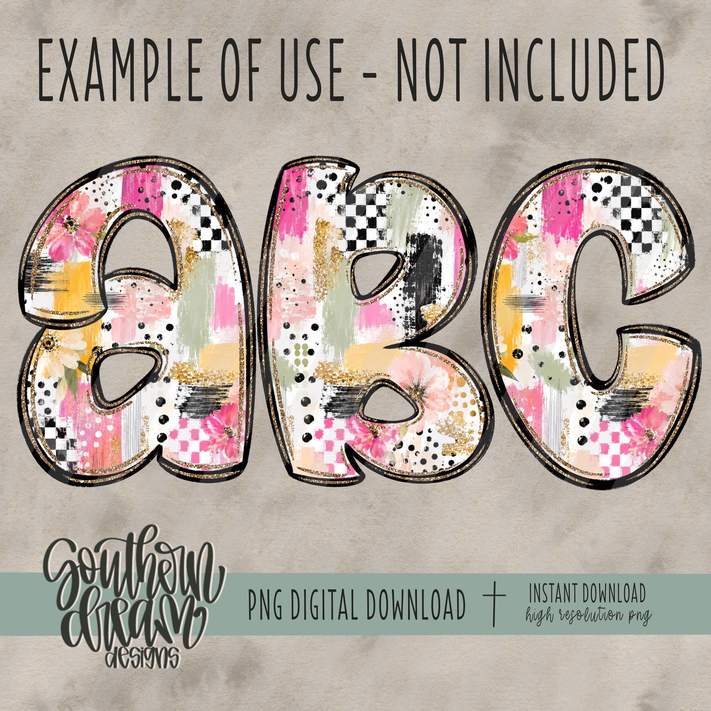 Boho Glam Mixed Media Digital Paper (Not Seamless)