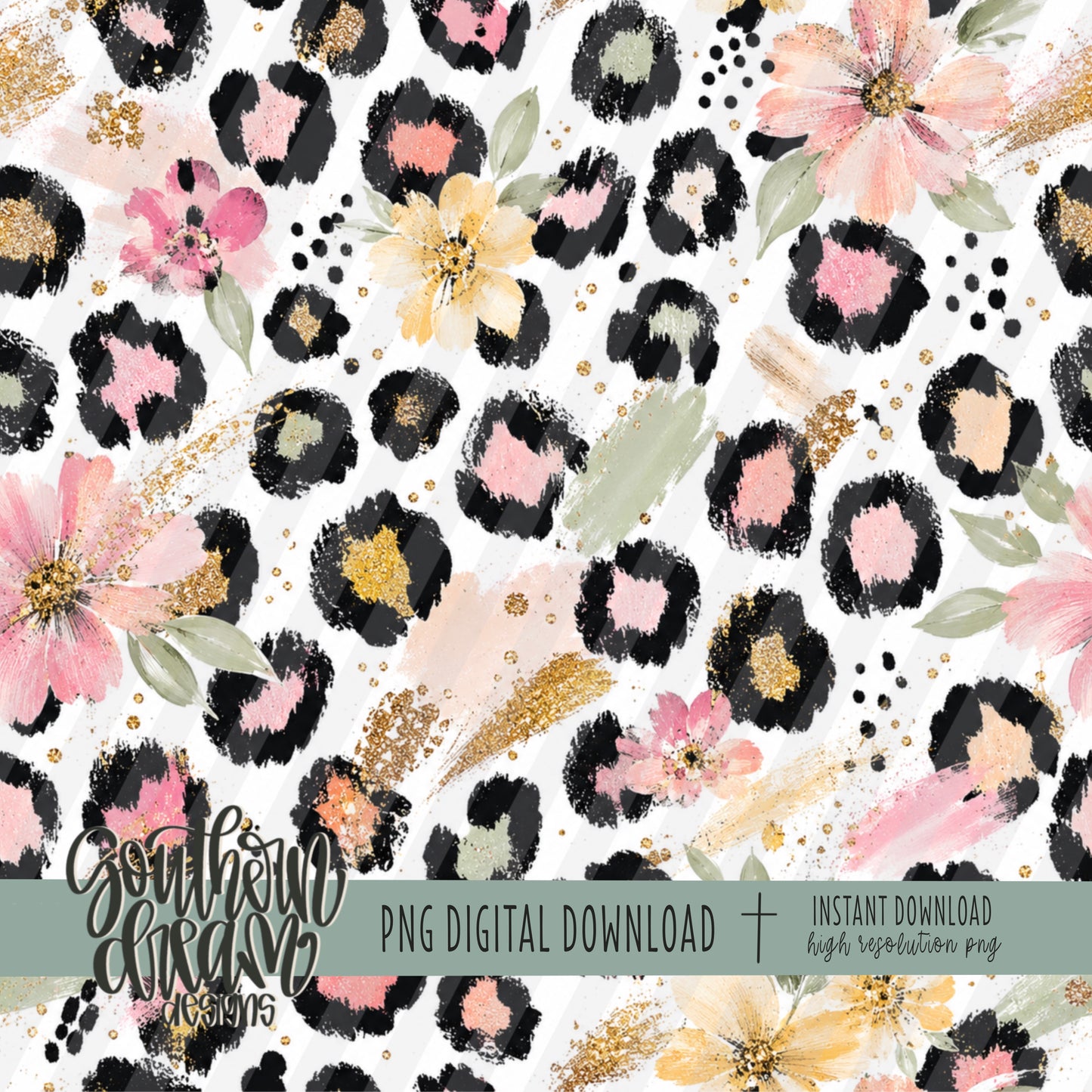 Boho Glam Leopard Digital Paper (Not Seamless)