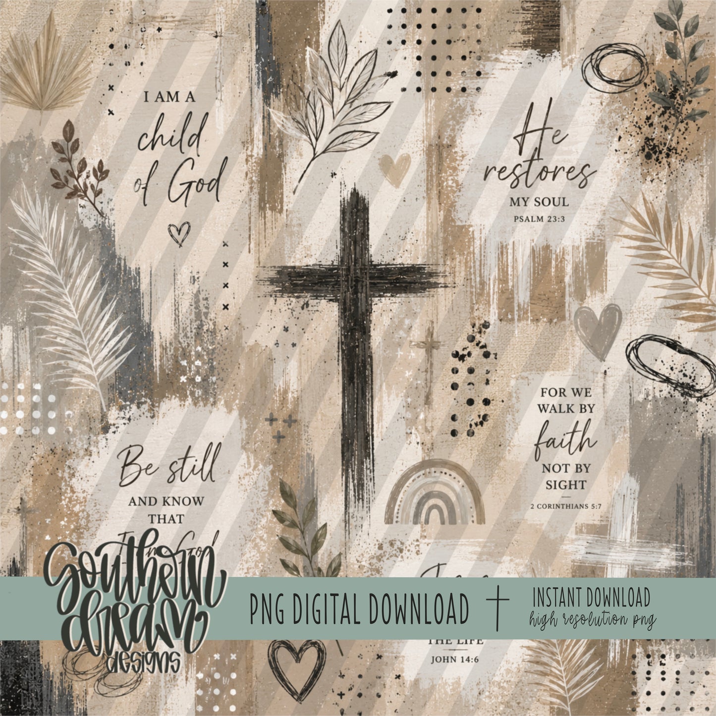Boho Faith Mixed Media Digital Paper (Not Seamless)