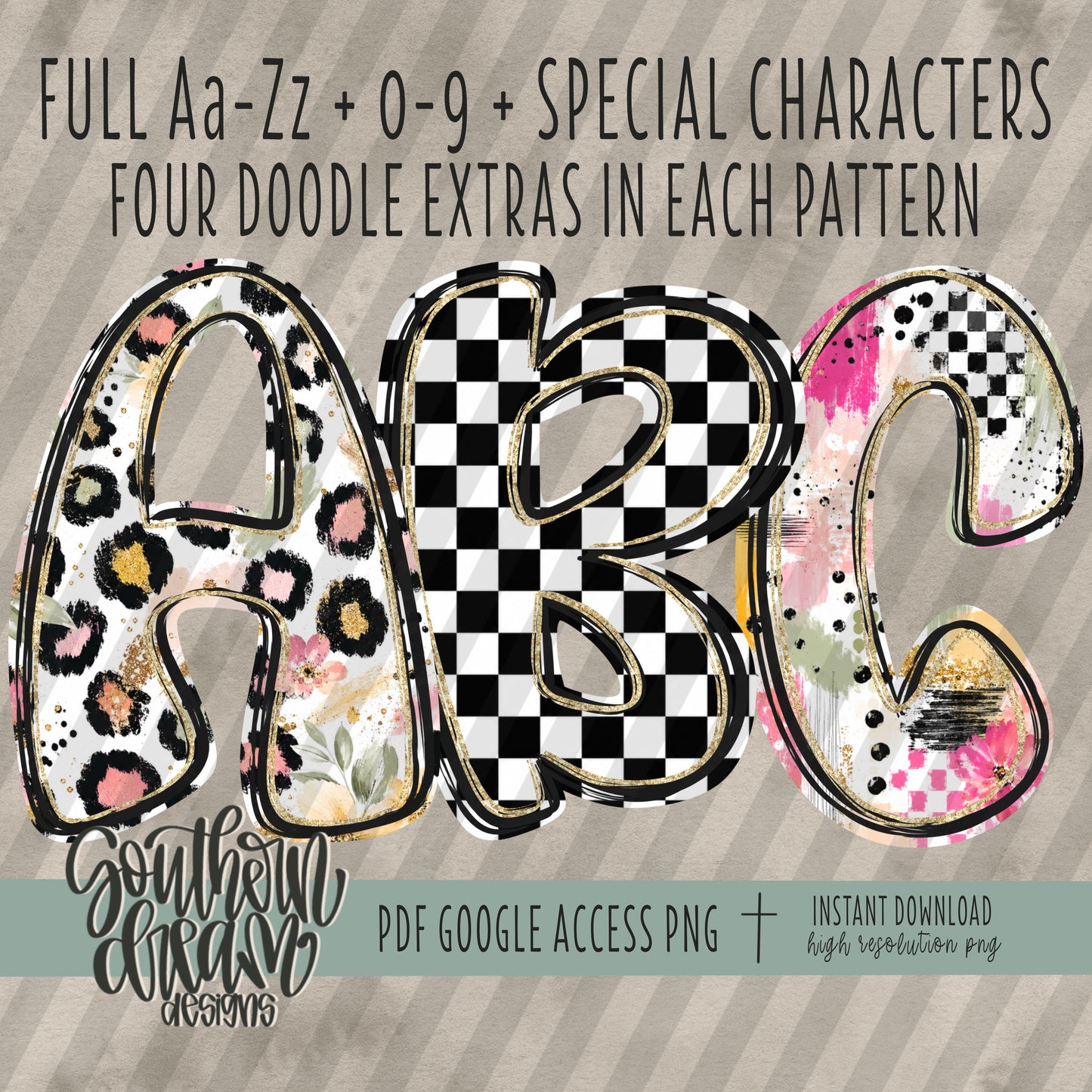 Boho Glam Alpha (3 Sets Aa-Zz, 0-9, Special Characters, Special Shapes)