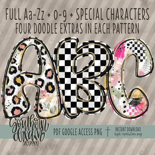 Boho Glam Alpha (3 Sets Aa-Zz, 0-9, Special Characters, Special Shapes)