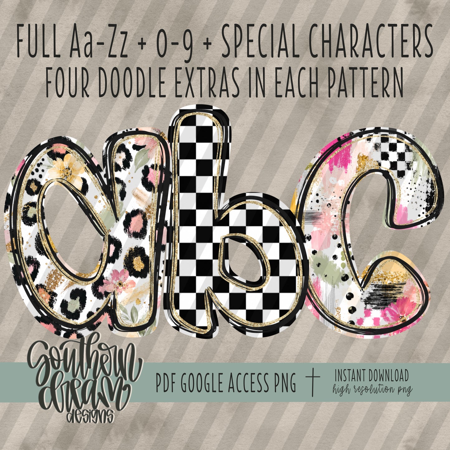 Boho Glam Alpha (3 Sets Aa-Zz, 0-9, Special Characters, Special Shapes)