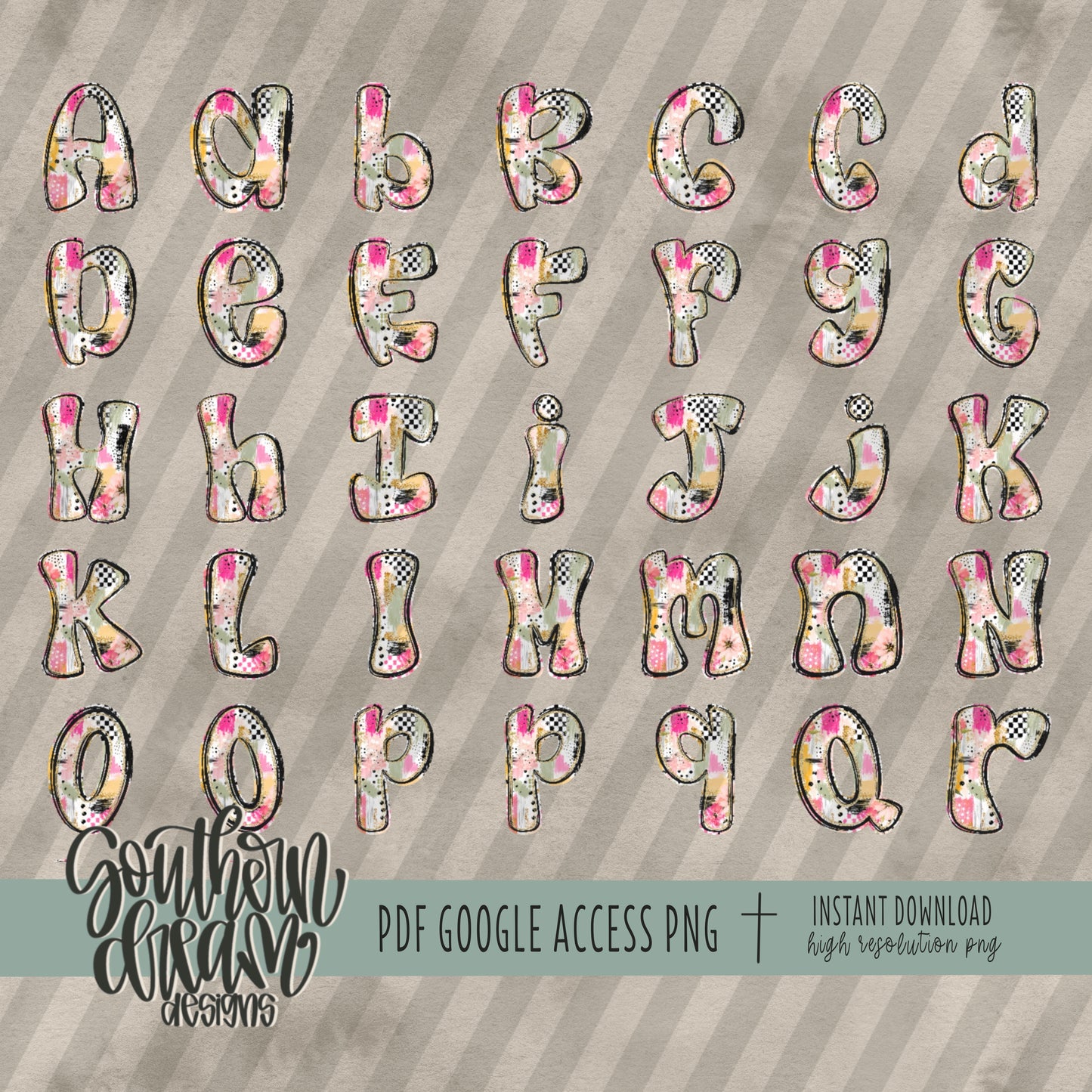 Boho Glam Alpha (3 Sets Aa-Zz, 0-9, Special Characters, Special Shapes)