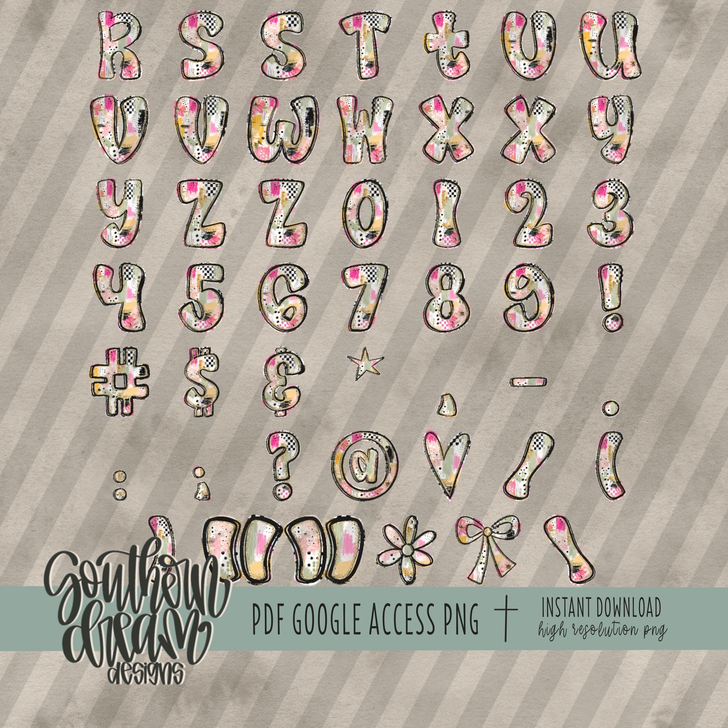 Boho Glam Alpha (3 Sets Aa-Zz, 0-9, Special Characters, Special Shapes)