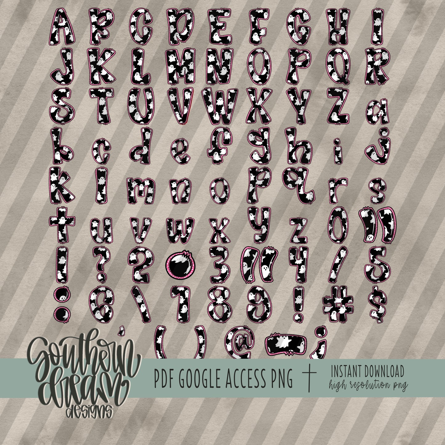 Boo Halloween Doodle Alpha (4 Sets Aa-Zz, 0-9, Special Characters)