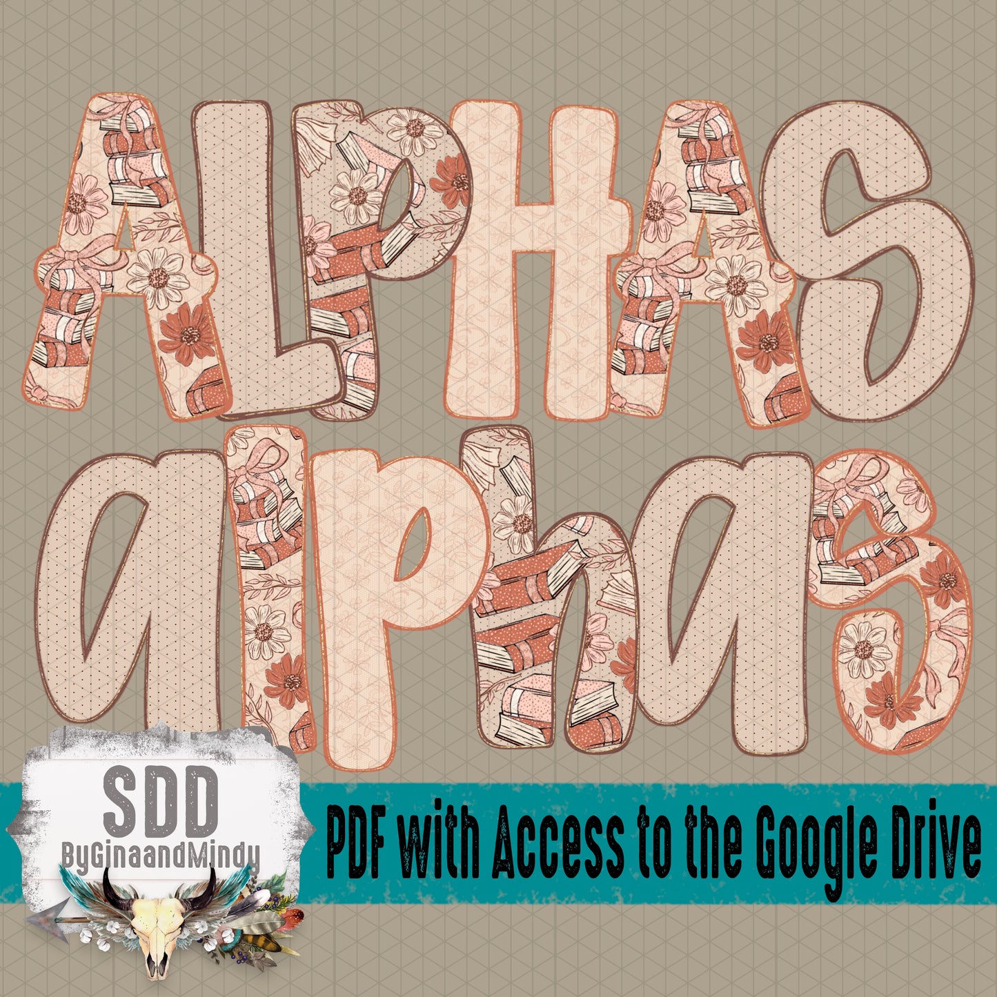 Book Lover Doodle Alpha (4 Set Uppercase & Lowercase)