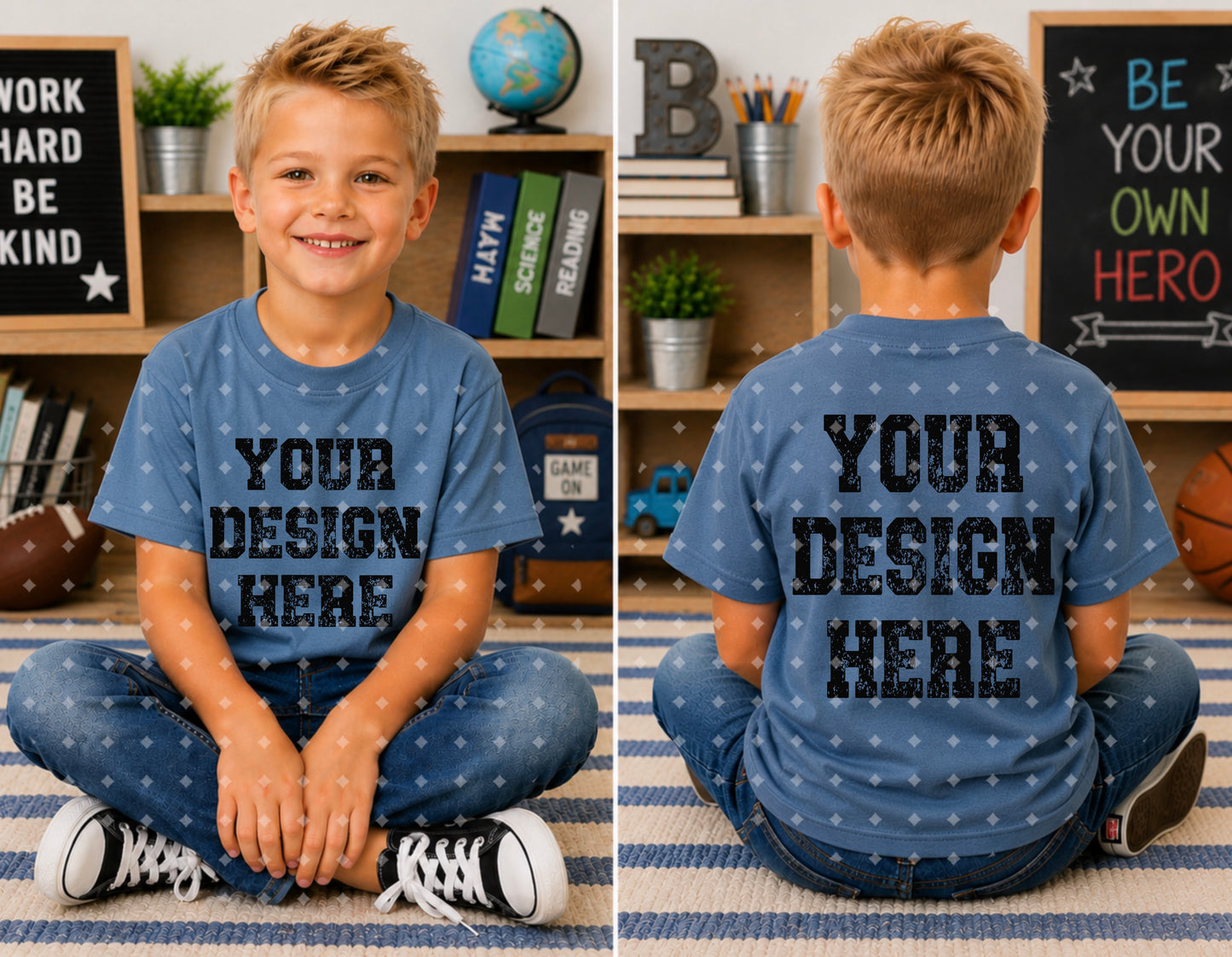 Blue School Front & Back