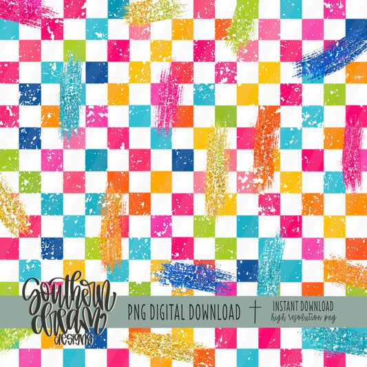 Bright Summer Checkered Digital Paper (Not Seamless)