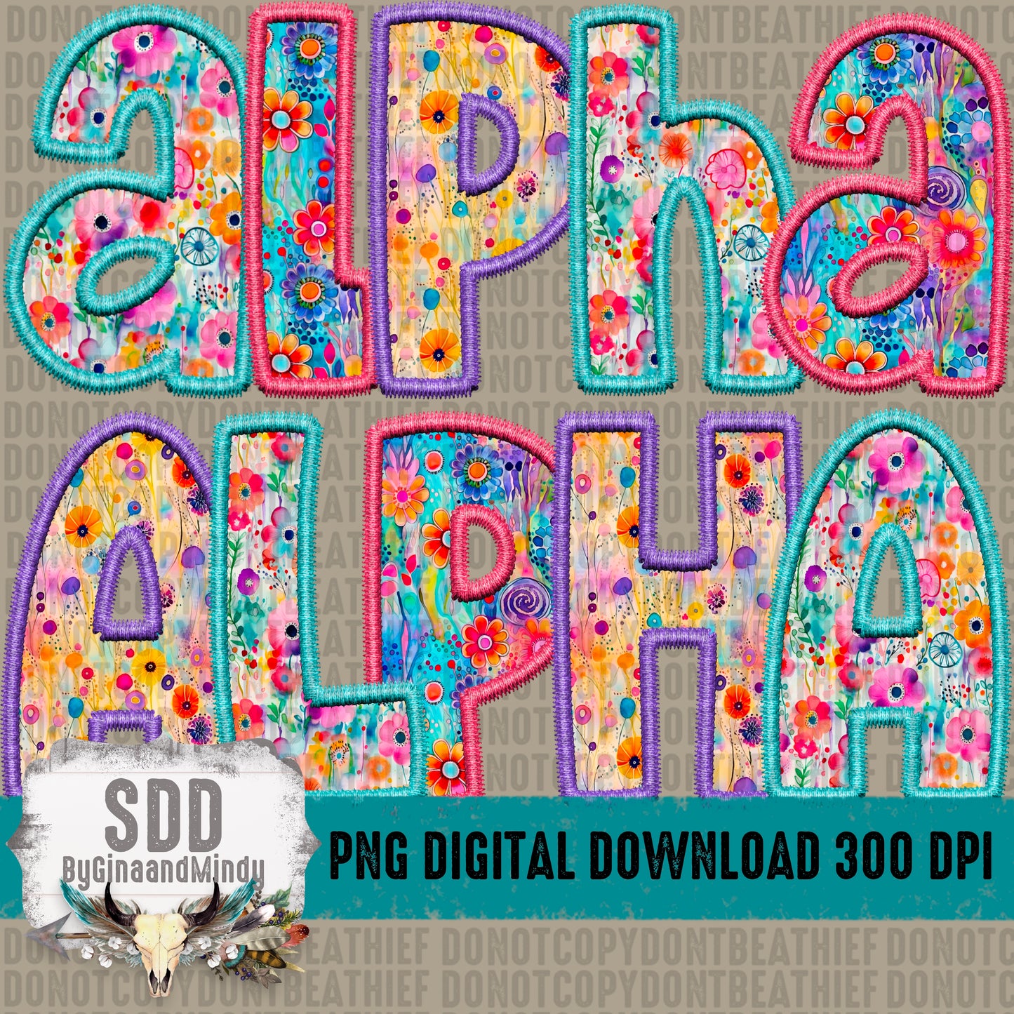 Bright Florals Stitched Alpha (3 SETS)