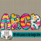 Bright Floral Alpha Set (4 Set Uppercase, Lowercase, 0-9, + Special Characters)