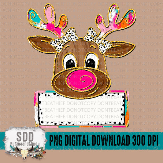 Brush Stroke Reindeer (Girl) Personalize Yourself or We Can