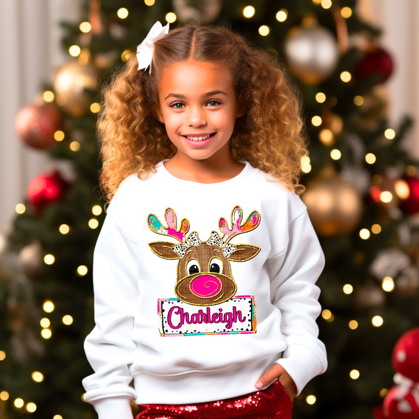 Brush Stroke Reindeer (Girl) Personalize Yourself or We Can