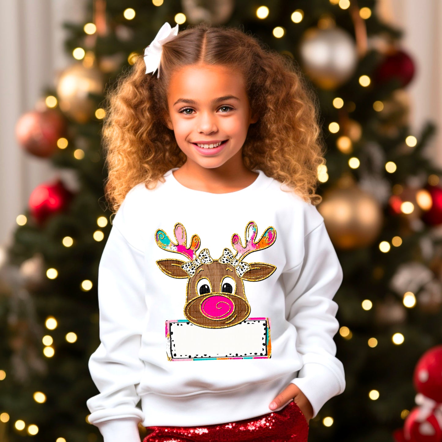 Brush Stroke Reindeer (Girl) Personalize Yourself or We Can