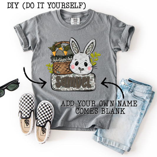 Camo Easter Bunny Name Plate (Comes Blank)- Font Used is Demi May