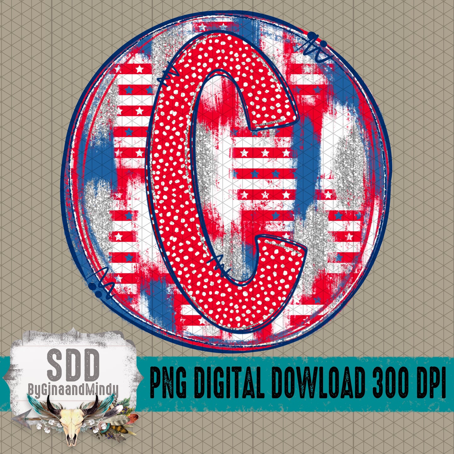 Patriotic Brush Strokes Circle DIY/Personalize; C