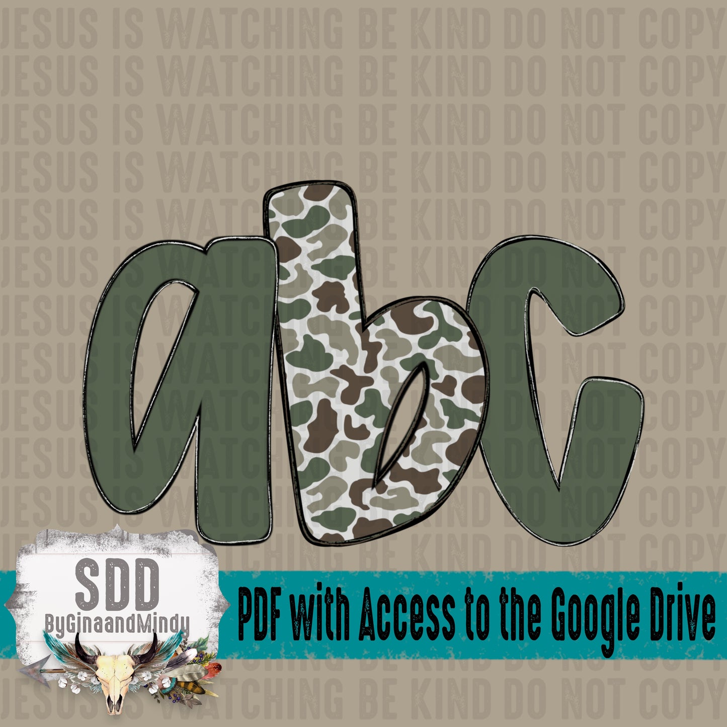 Camo Doodle Alpha (2 Sets Uppercase & Lowercase ONLY)